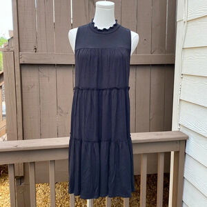 🌸Cherry on Top black high neck tiered swing dress